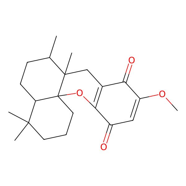 2D Structure of 6-Methoxy-10,11,15,15-tetramethyl-2-oxatetracyclo[8.8.0.01,14.03,8]octadeca-3(8),5-diene-4,7-dione