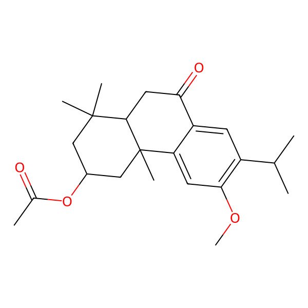 2D Structure of (6-methoxy-1,1,4a-trimethyl-9-oxo-7-propan-2-yl-3,4,10,10a-tetrahydro-2H-phenanthren-3-yl) acetate 2D Structure of (6-methoxy-1,1,4a-trimethyl-9-oxo-7-propan-2-yl-3,4,10,10a-tetrahydro-2H-phenanthren-3-yl) acetate