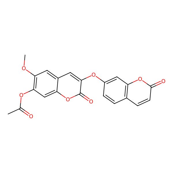 2D Structure of 6-Methoxy-2-oxo-3-(2-oxochromen-7-yloxy)chromen-7-yl acetate