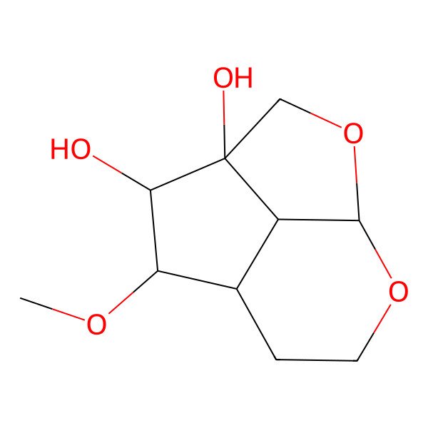 2D Structure of 6-Methoxy-2,10-dioxatricyclo[5.3.1.04,11]undecane-4,5-diol