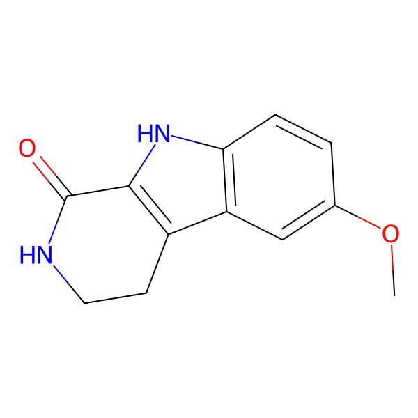 2D Structure of 2,3,4,9-Tetrahydro-6-methoxy-1H-pyrido(3,4-b)indol-1-one