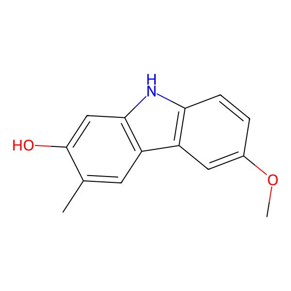 2D Structure of 6-methoxy-3-methyl-9H-carbazol-2-ol