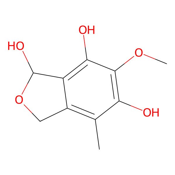2D Structure of 6-Methoxy-4-methyl-1,3-dihydroisobenzofuran-1,5,7-triol
