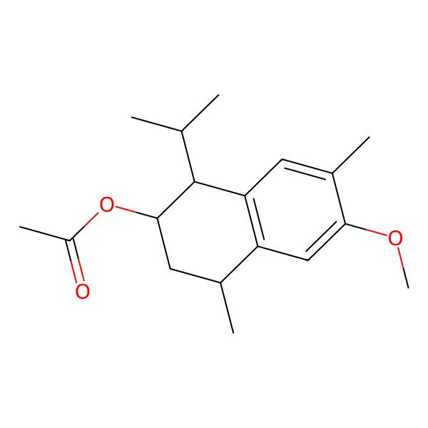 2D Structure of (6-Methoxy-4,7-dimethyl-1-propan-2-yl-1,2,3,4-tetrahydronaphthalen-2-yl) acetate