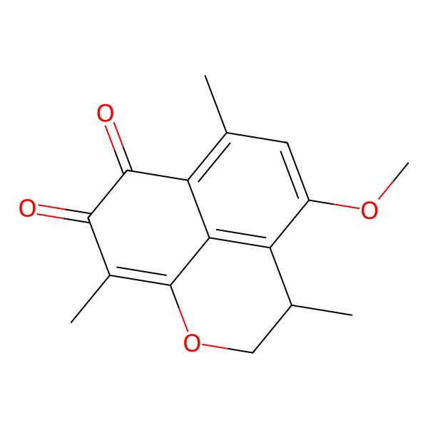 2D Structure of 6-Methoxy-4,8,12-trimethyl-2-oxatricyclo[7.3.1.05,13]trideca-1(12),5,7,9(13)-tetraene-10,11-dione