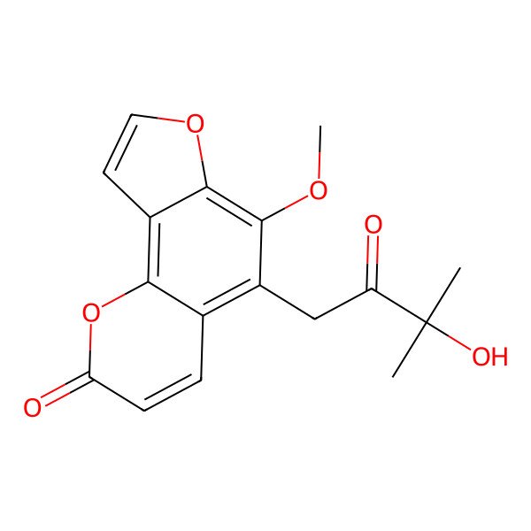 2D Structure of 5-(3-hydroxy-3-methyl-2-oxobutyl)-6-methoxy-2H-furo[2,3-h]chromen-2-one