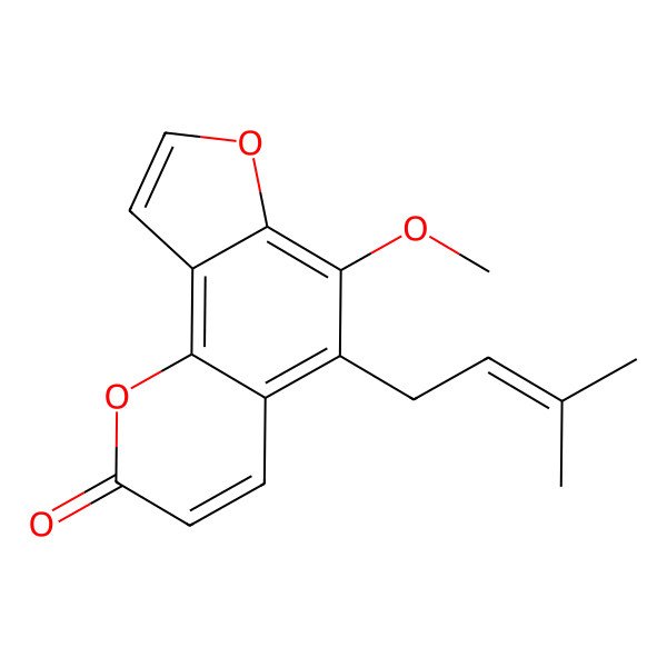 2D Structure of 6-Methoxy-5-(3-methylbut-2-enyl)furo[2,3-h]chromen-2-one