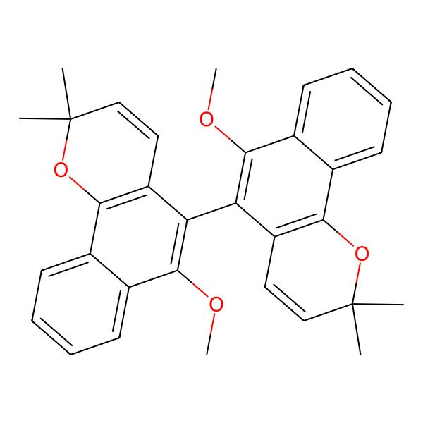 2D Structure of 6-Methoxy-5-(6-methoxy-2,2-dimethylbenzo[h]chromen-5-yl)-2,2-dimethylbenzo[h]chromene