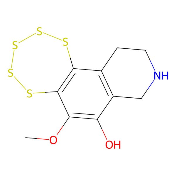 2D Structure of 6-Methoxy-8,9,10,11-tetrahydropentathiepino[6,7-f]isoquinolin-7-ol