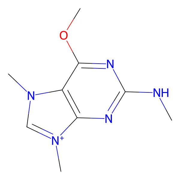 2D Structure of 6-methoxy-N,7,9-trimethyl-purin-9-ium-2-amine