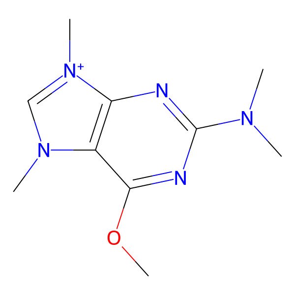 2D Structure of 6-methoxy-N,N,7,9-tetramethylpurin-9-ium-2-amine