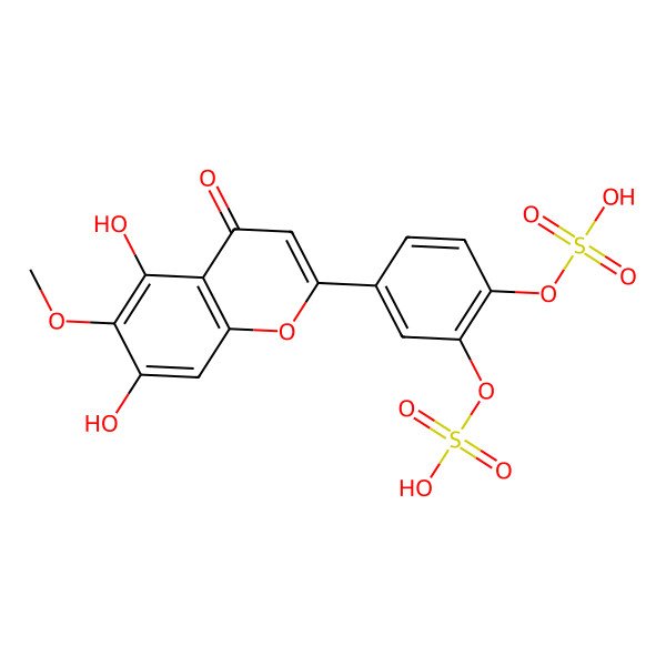 2D Structure of 6-Methoxyluteolin 3',4'-disulfate 2D Structure of 6-Methoxyluteolin 3',4'-disulfate