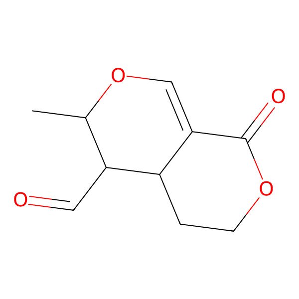 2D Structure of 6-Methyl-1-oxo-4,4a,5,6-tetrahydro-1H,3H-pyrano[3,4-c]pyran-5-carbaldehyde