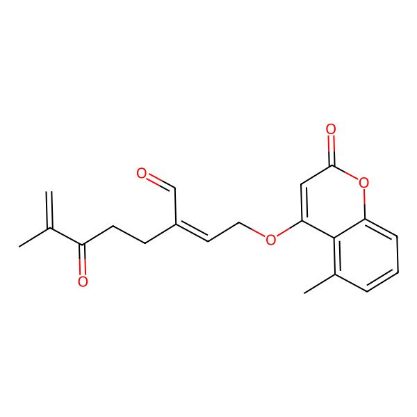 2D Structure of 6-Methyl-2-[2-(5-methyl-2-oxochromen-4-yl)oxyethylidene]-5-oxohept-6-enal