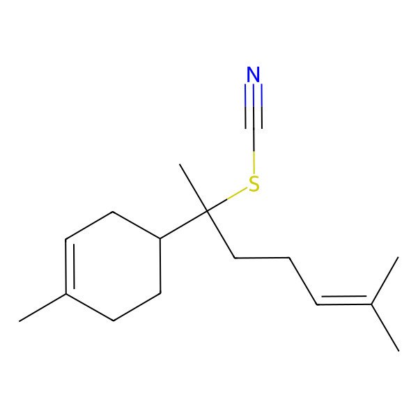 2D Structure of [6-Methyl-2-(4-methylcyclohex-3-en-1-yl)hept-5-en-2-yl] thiocyanate