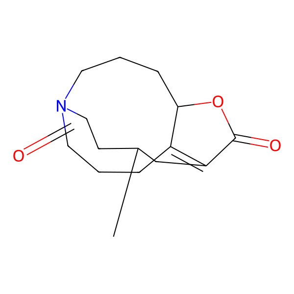 2D Structure of 6-Methyl-2-oxa-9-azatricyclo[7.4.3.04,13]hexadec-4(13)-ene-3,8-dione