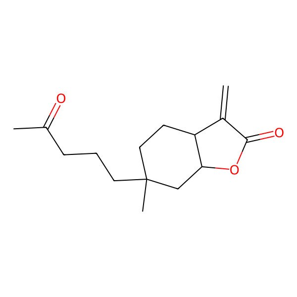 2D Structure of 6-methyl-3-methylidene-6-(4-oxopentyl)-4,5,7,7a-tetrahydro-3aH-1-benzofuran-2-one