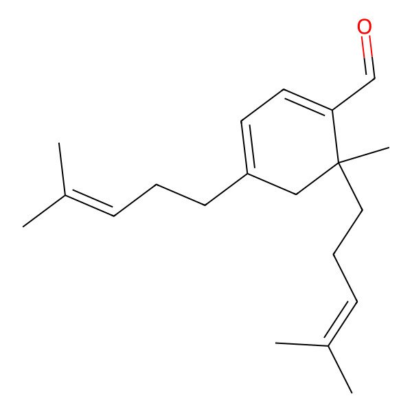2D Structure of 6-Methyl-4,6-bis(4-methylpent-3-en-1-yl)cyclohexa-1,3-dienecarbaldehyde