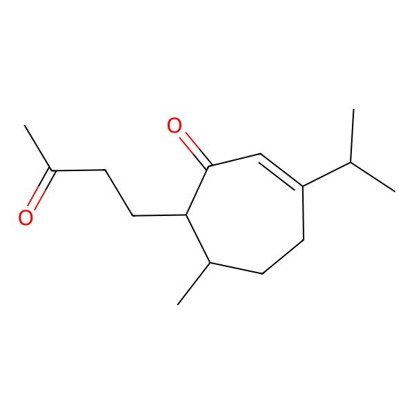 2D Structure of 6-Methyl-7-(3-oxobutyl)-3-propan-2-ylcyclohept-2-en-1-one