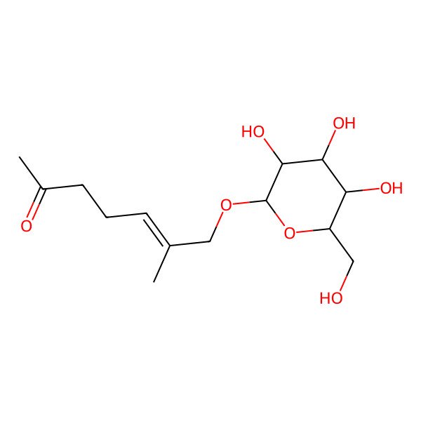 2D Structure of 6-Methyl-7-[3,4,5-trihydroxy-6-(hydroxymethyl)oxan-2-yl]oxyhept-5-en-2-one