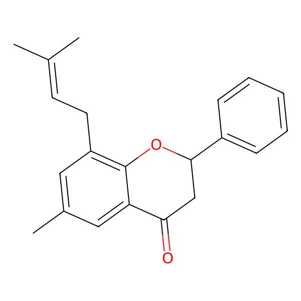2D Structure of 6-Methyl-8-(3-methylbut-2-enyl)-2-phenyl-2,3-dihydrochromen-4-one