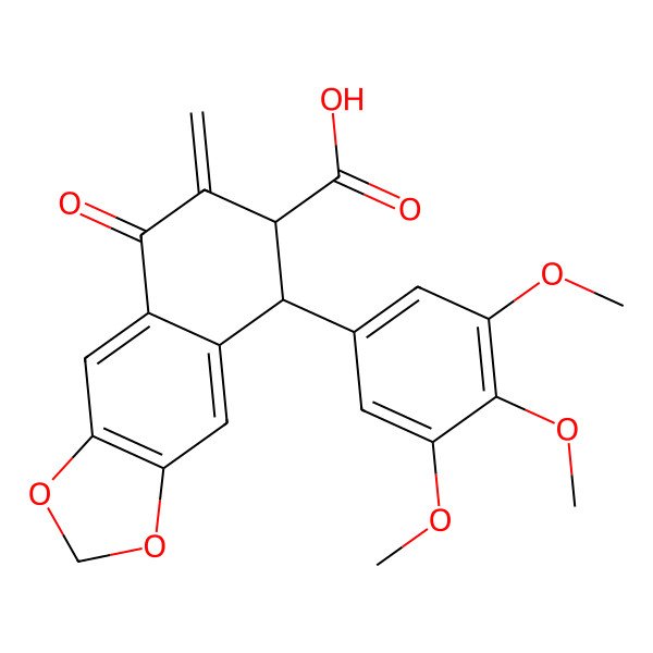 2D Structure of 6-Methylidene-5-oxo-8-(3,4,5-trimethoxyphenyl)-7,8-dihydrobenzo[f][1,3]benzodioxole-7-carboxylic acid