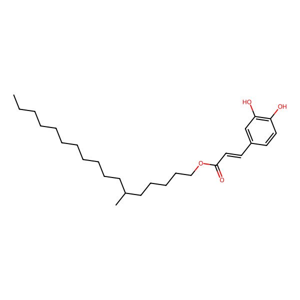 2D Structure of 6-Methylheptadecyl 3-(3,4-dihydroxyphenyl)prop-2-enoate