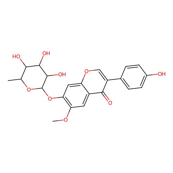 2D Structure of 6-O-methyl-7-O-alpha-rhamnopyranosyldaidzein
