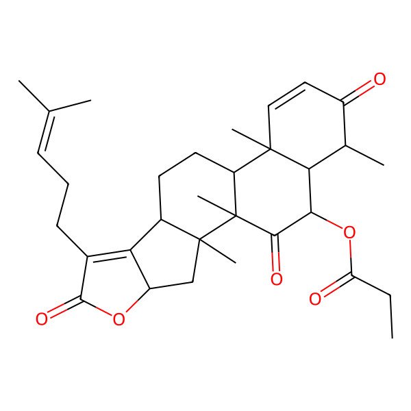 2D Structure of 6-O-propionyl-6,16-O-dideacetylhelvolic acid 21,16-lactone