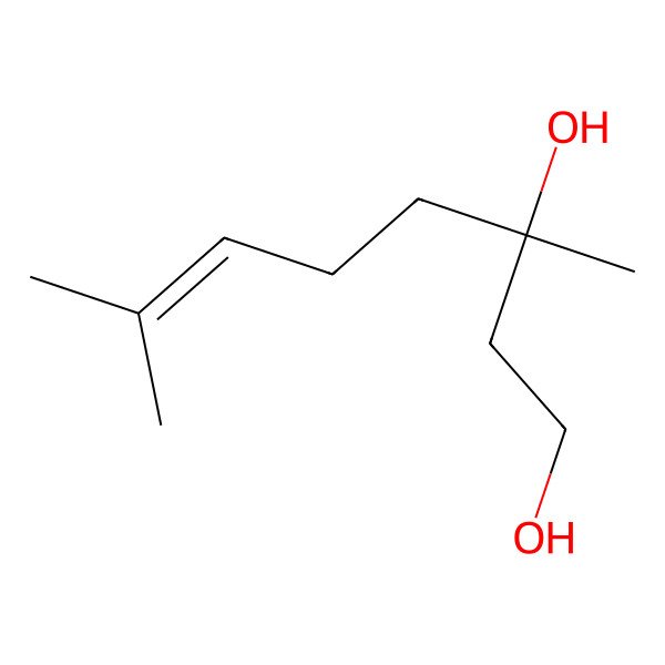 2D Structure of 6-Octene-1,3-diol, 3,7-dimethyl-, (3R)-