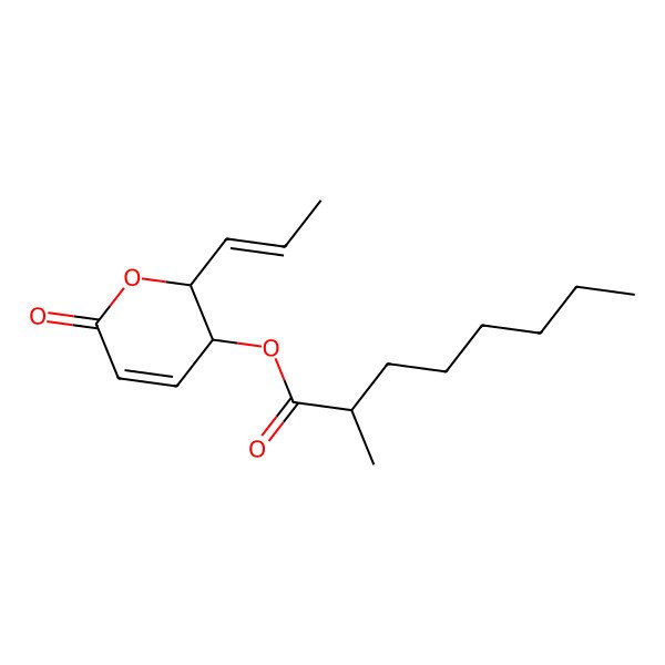 2D Structure of (6-Oxo-2-prop-1-enyl-2,3-dihydropyran-3-yl) 2-methyloctanoate 2D Structure of (6-Oxo-2-prop-1-enyl-2,3-dihydropyran-3-yl) 2-methyloctanoate