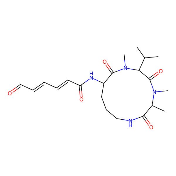 2D Structure of 6-oxo-N-(3,4,7-trimethyl-2,5,8-trioxo-6-propan-2-yl-1,4,7-triazacyclododec-9-yl)hexa-2,4-dienamide
