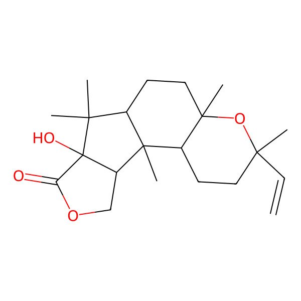 2D Structure of (1S,2R,5R,7R,10R,12S,16S)-5-ethenyl-12-hydroxy-1,5,7,11,11-pentamethyl-6,14-dioxatetracyclo[8.6.0.02,7.012,16]hexadecan-13-one