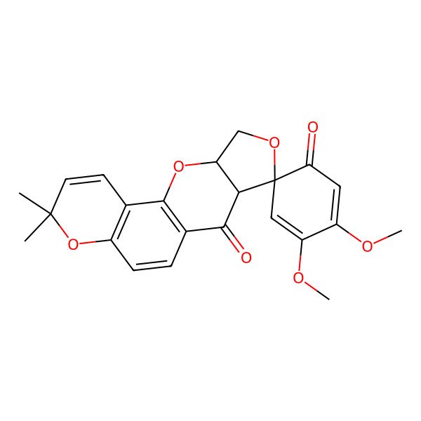 2D Structure of (12S,13R,16R)-3',4'-dimethoxy-5,5-dimethylspiro[6,14,17-trioxatetracyclo[8.7.0.02,7.012,16]heptadeca-1(10),2(7),3,8-tetraene-13,6'-cyclohexa-2,4-diene]-1',11-dione