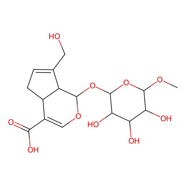2D Structure of 7-(Hydroxymethyl)-1-(3,4,5-trihydroxy-6-methoxyoxan-2-yl)oxy-1,4a,5,7a-tetrahydrocyclopenta[c]pyran-4-carboxylic acid