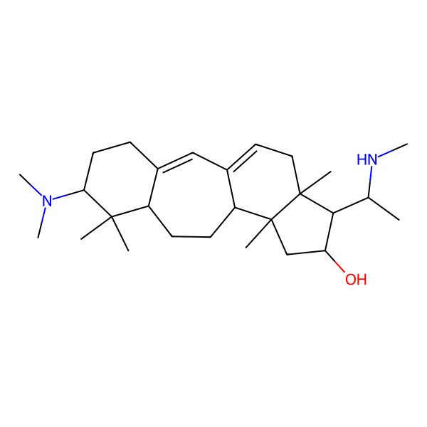 2D Structure of (6S,8R,11R,12S,14R,15S,16R)-6-(dimethylamino)-7,7,12,16-tetramethyl-15-[(1S)-1-(methylamino)ethyl]tetracyclo[9.7.0.03,8.012,16]octadeca-1(18),2-dien-14-ol
