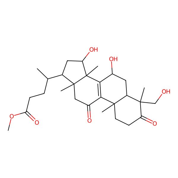 2D Structure of methyl 4-[7,15-dihydroxy-4-(hydroxymethyl)-4,10,13,14-tetramethyl-3,11-dioxo-2,5,6,7,12,15,16,17-octahydro-1H-cyclopenta[a]phenanthren-17-yl]pentanoate