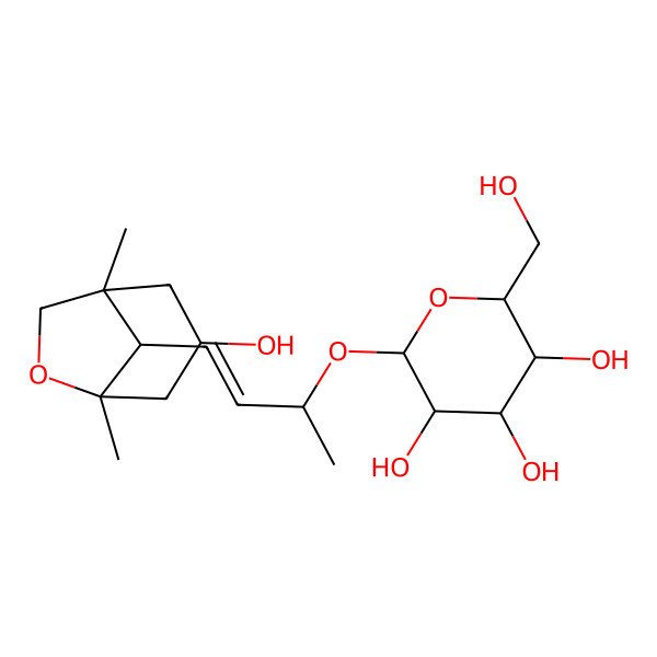 2D Structure of (2R,3R,4S,5S,6R)-2-[(E,2R)-4-[(1S,3S,5R,8R)-3-hydroxy-1,5-dimethyl-6-oxabicyclo[3.2.1]octan-8-yl]but-3-en-2-yl]oxy-6-(hydroxymethyl)oxane-3,4,5-triol