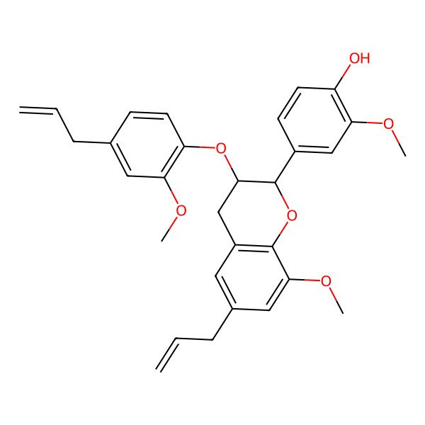 2D Structure of 2-methoxy-4-[8-methoxy-3-(2-methoxy-4-prop-2-enylphenoxy)-6-prop-2-enyl-3,4-dihydro-2H-chromen-2-yl]phenol