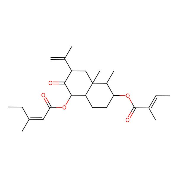 2D Structure of [(1S,3S,4aR,5R,6R,8aR)-4a,5-dimethyl-6-[(Z)-2-methylbut-2-enoyl]oxy-2-oxo-3-prop-1-en-2-yl-1,3,4,5,6,7,8,8a-octahydronaphthalen-1-yl] (E)-3-methylpent-2-enoate