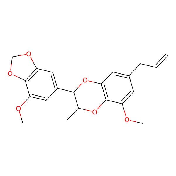2D Structure of (2S,3R)-5-methoxy-2-(7-methoxy-1,3-benzodioxol-5-yl)-3-methyl-7-prop-2-enyl-2,3-dihydro-1,4-benzodioxine