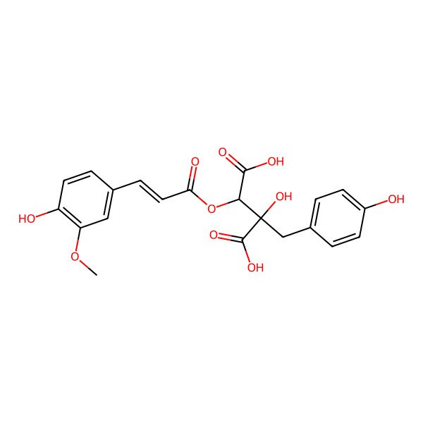 2D Structure of 2-Hydroxy-3-[3-(4-hydroxy-3-methoxyphenyl)prop-2-enoyloxy]-2-[(4-hydroxyphenyl)methyl]butanedioic acid