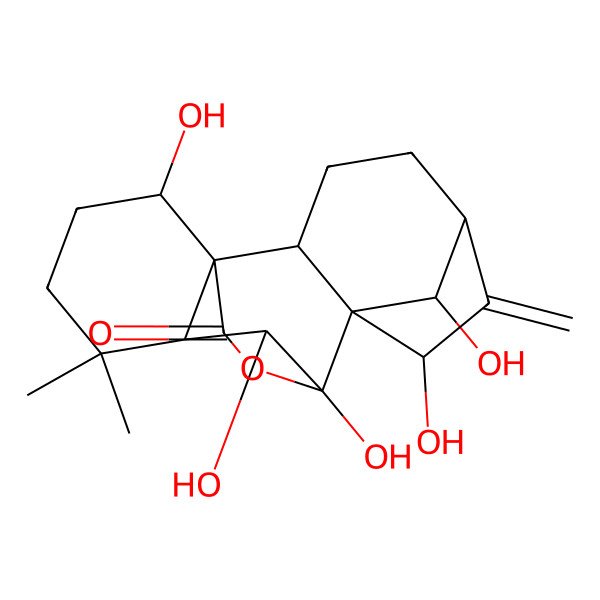2D Structure of (2R,5S,9S,10R,11R,15S,18R)-7,9,10,15,18-pentahydroxy-12,12-dimethyl-6-methylidene-17-oxapentacyclo[7.6.2.15,8.01,11.02,8]octadecan-16-one