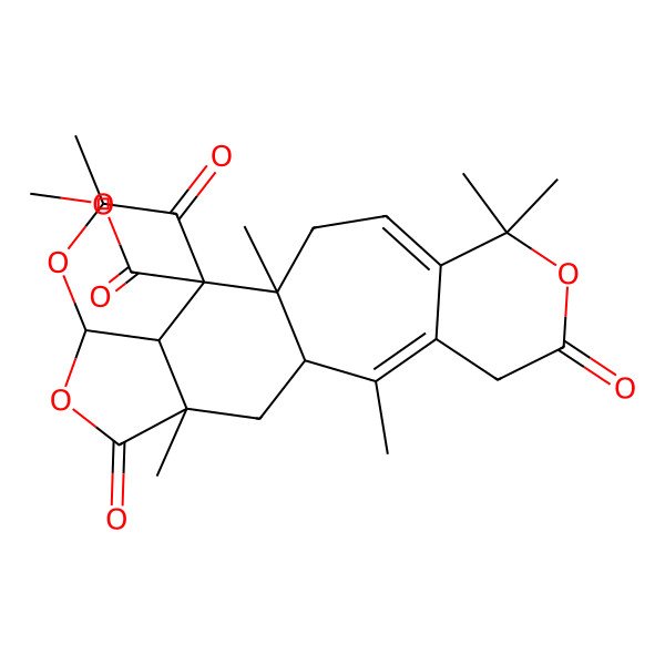 2D Structure of Methyl 2,6,6,11,14,19-hexamethyl-8,15,20-trioxo-7,16,18-trioxapentacyclo[12.6.1.02,12.05,10.017,21]henicosa-4,10-diene-1-carboxylate