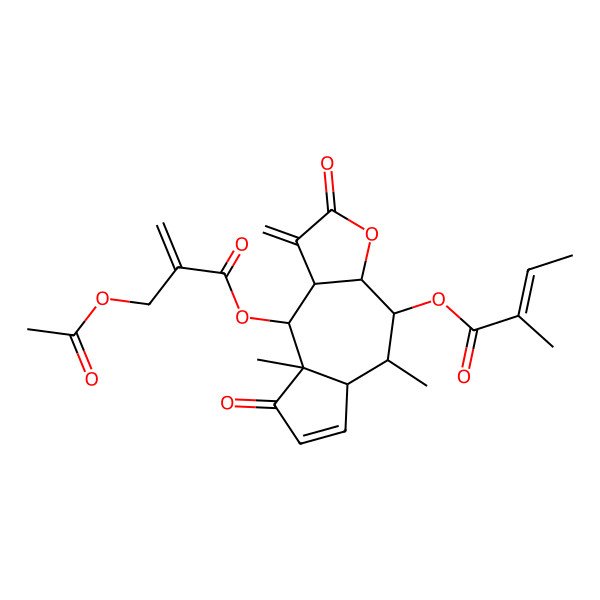 2D Structure of [(3aS,4R,5S,5aS,8aR,9S,9aS)-9-[2-(acetyloxymethyl)prop-2-enoyloxy]-5,8a-dimethyl-1-methylidene-2,8-dioxo-3a,4,5,5a,9,9a-hexahydroazuleno[6,7-b]furan-4-yl] (Z)-2-methylbut-2-enoate