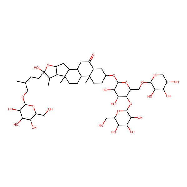 2D Structure of 16-[3,4-Dihydroxy-5-[3,4,5-trihydroxy-6-(hydroxymethyl)oxan-2-yl]oxy-6-[(3,4,5-trihydroxyoxan-2-yl)oxymethyl]oxan-2-yl]oxy-6-hydroxy-7,9,13-trimethyl-6-[3-methyl-4-[3,4,5-trihydroxy-6-(hydroxymethyl)oxan-2-yl]oxybutyl]-5-oxapentacyclo[10.8.0.02,9.04,8.013,18]icosan-19-one