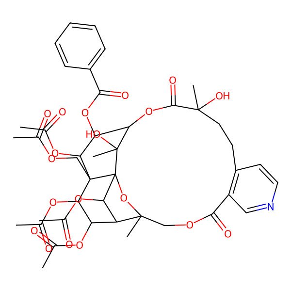 2D Structure of [(1S,3R,15R,18S,19R,20R,21R,22S,23R,24R,25R,26S)-20,22,23,25-tetraacetyloxy-21-(acetyloxymethyl)-15,26-dihydroxy-3,15,26-trimethyl-6,16-dioxo-2,5,17-trioxa-9-azapentacyclo[16.7.1.01,21.03,24.07,12]hexacosa-7(12),8,10-trien-19-yl] benzoate