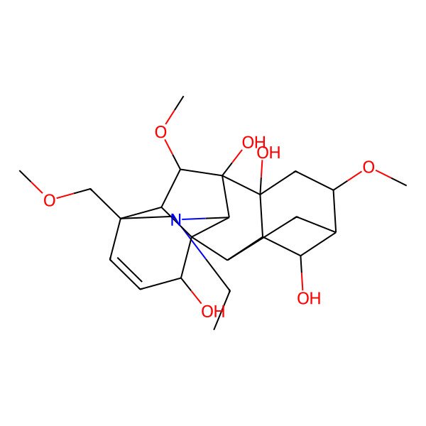 2D Structure of 11-Ethyl-6,18-dimethoxy-13-(methoxymethyl)-11-azahexacyclo[7.7.2.12,5.01,10.03,8.013,17]nonadec-14-ene-4,8,9,16-tetrol