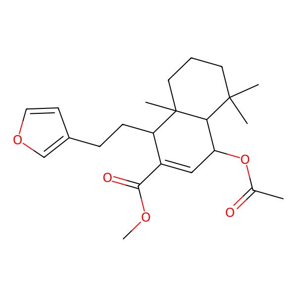 2D Structure of Methyl 4-acetyloxy-1-[2-(furan-3-yl)ethyl]-5,5,8a-trimethyl-1,4,4a,6,7,8-hexahydronaphthalene-2-carboxylate