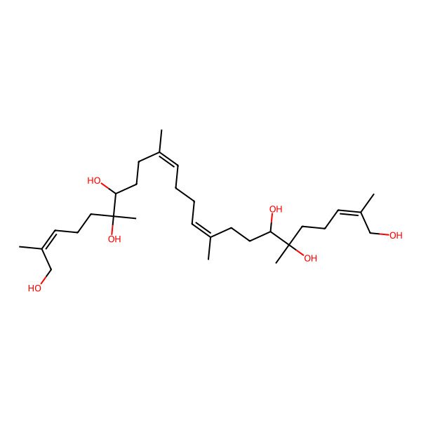 2D Structure of (2E,6S,7S,10E,14E,18R,19R,22E)-2,6,10,15,19,23-hexamethyltetracosa-2,10,14,22-tetraene-1,6,7,18,19,24-hexol